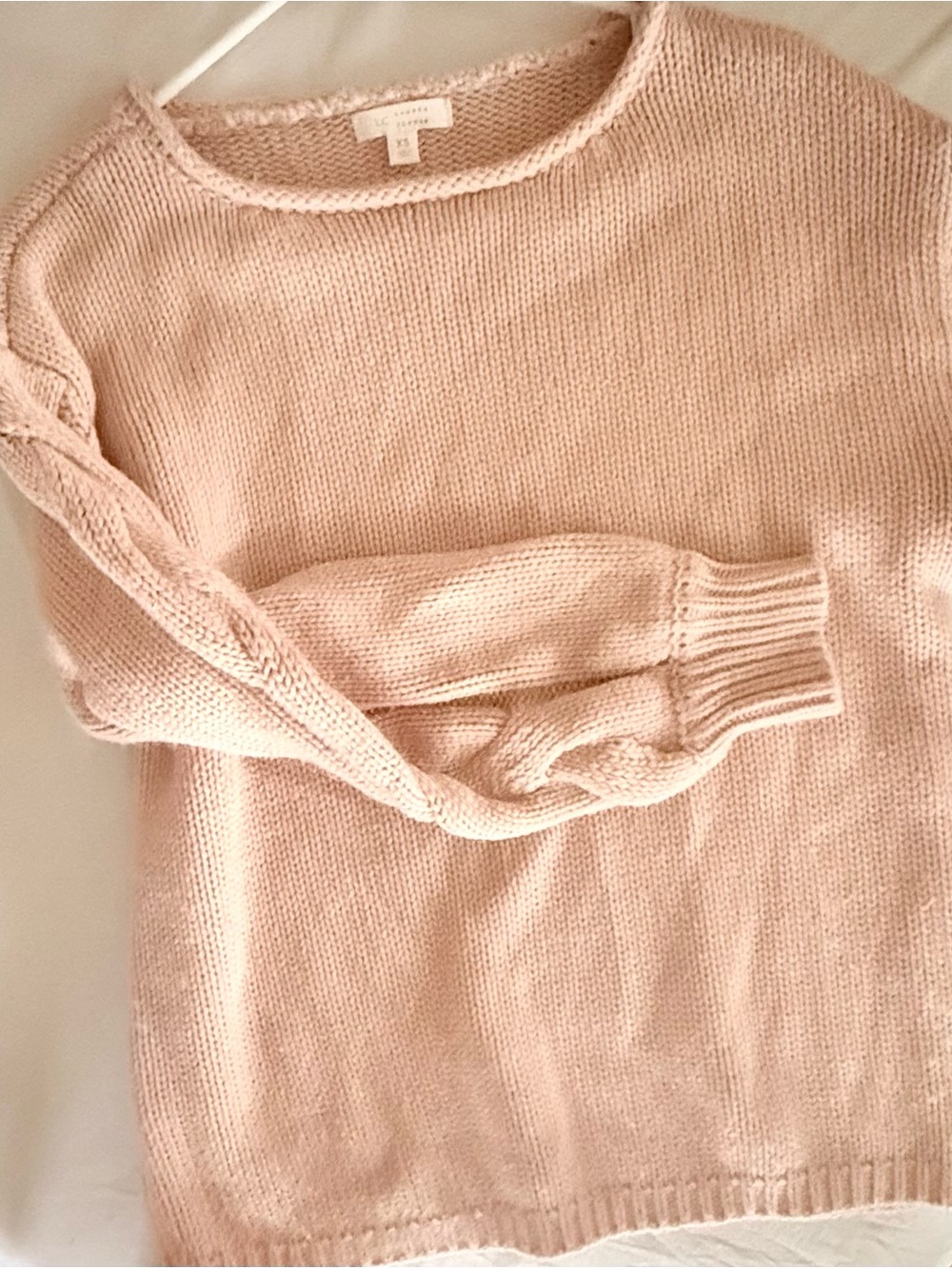 LC Lauren Conrad Blush Crewneck Sweater with Cable Sleeve